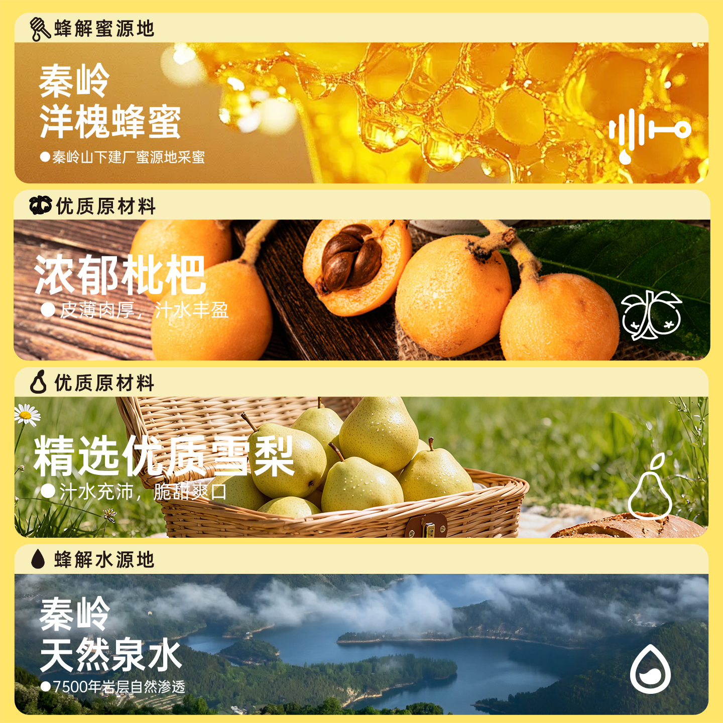 【新品上市】蜂解雪梨枇杷蜂蜜水0脂果味果蔬饮料360g*6瓶礼盒装