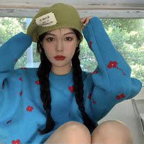 Cap children 2021 autumn and winter new 100 lap fashion Han version car label Baotou hat design feel knit cap beret tide