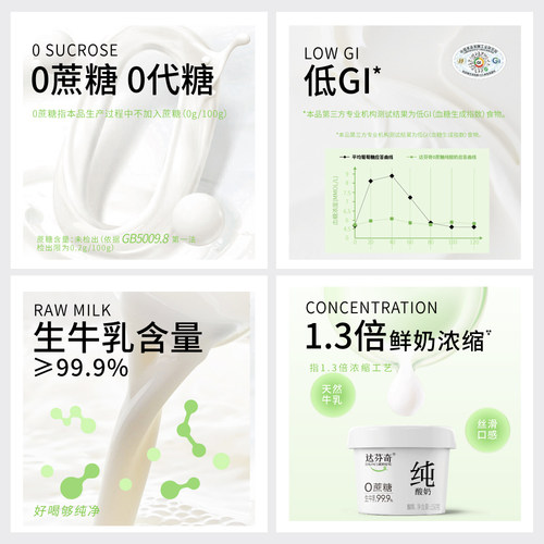 达芬奇低GI酸奶无蔗糖无乳糖无代糖无添加剂纯酸奶150g低温酸奶 - 图3