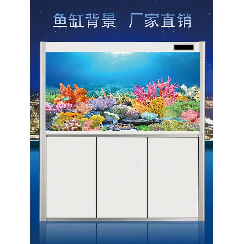 新款海洋系列高清图背景壁画水族箱自粘壁纸鱼缸背景 - 图1