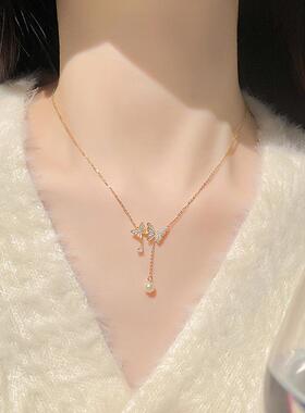 999纯银蝴蝶项链女2025新款高级感吊坠锁骨链闺蜜生日礼物送女友