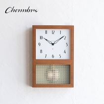 CHAMBRE Japanese original import new Japanese style retro wooden pendulum clock full digital living room mute hanging clock