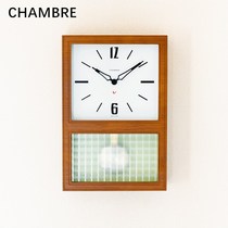 CHAMBRE Japanese original import new Japanese style wooded hazy pendulum clock Living room Retro muted quartz clock