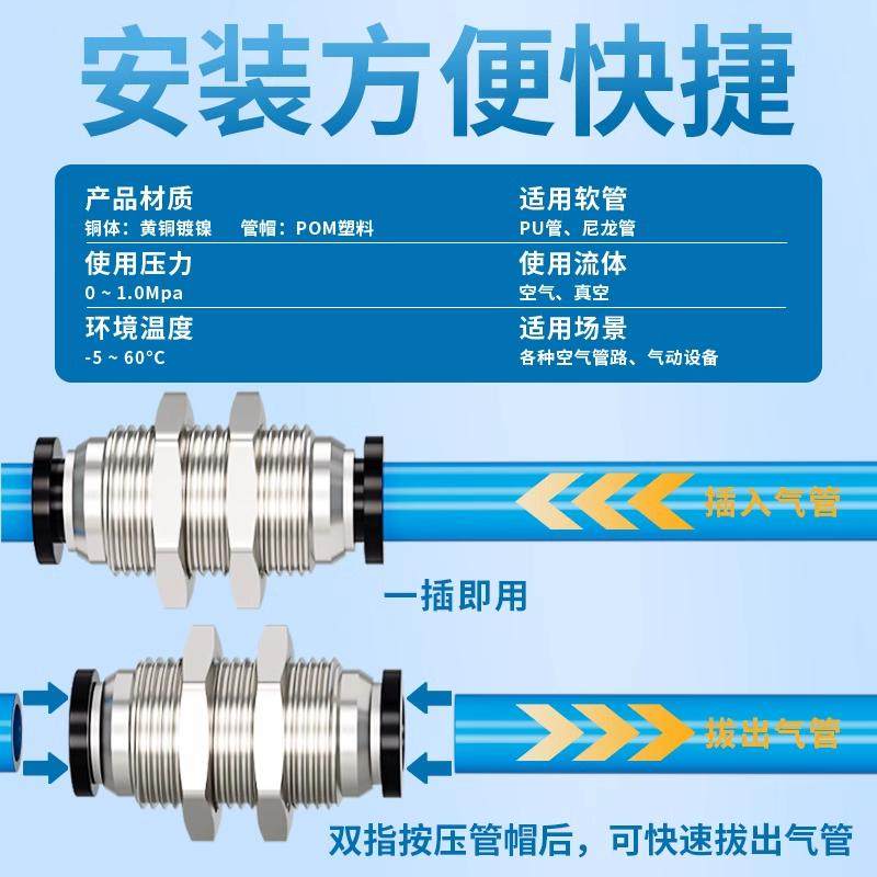 气管快速接头气动隔板直通PM-8夹板快插穿板弯头PLM4/6/10/12/16,淘宝优惠券,粉丝福利购,淘宝优惠卷