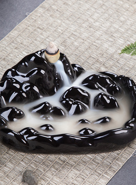 天然倒流香粒家用室内摆件塔香粒禅意倒流香炉自流香厕所除臭熏香