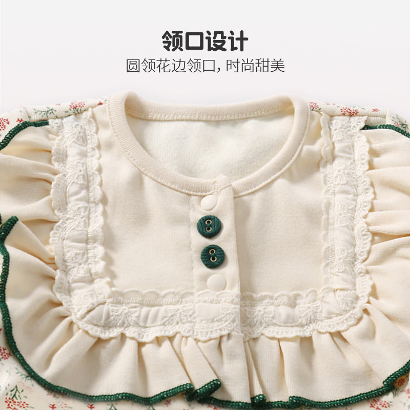 婴儿衣服秋装满月百天公主春秋哈衣 emlova连身衣/爬服/哈衣
