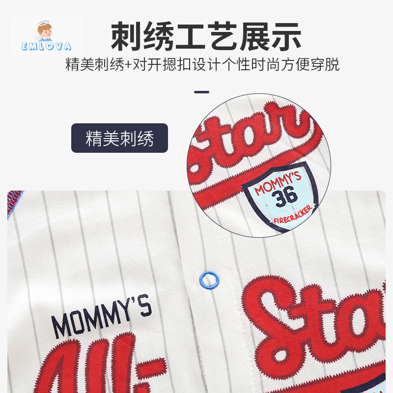网红连体衣服夏季短袖满月服男哈衣 emlova连身衣/爬服/哈衣