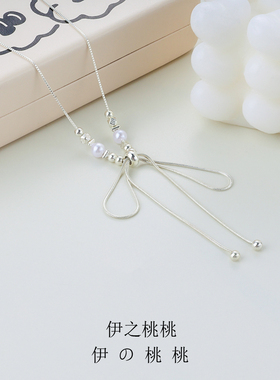 轻奢小众高级感蝴蝶结流苏项链