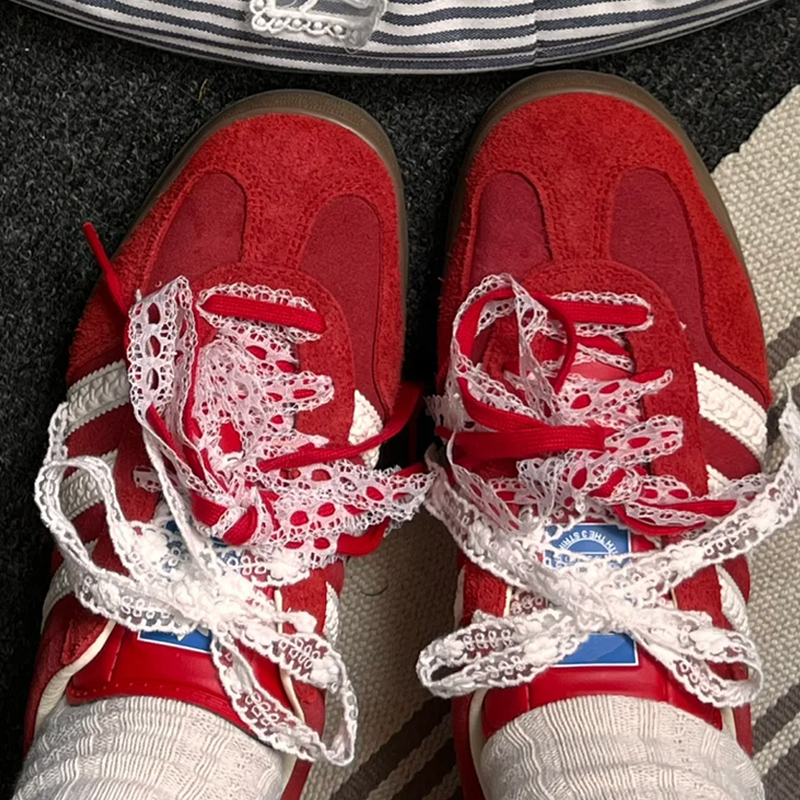 微松鞋带适用阿迪samba德训鞋结婚鞋花diy蕾丝鞋绳装饰品珍珠配饰 - 图0