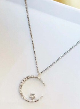 women necklace新款星月锆石项链超闪耀感设计小众ins星月亮锁骨