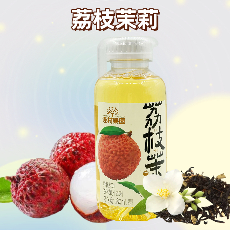 连村果园的380ml*15瓶荔枝茉莉蜜桃乌龙柠檬红茶茶味果汁整箱饮料 - 图0