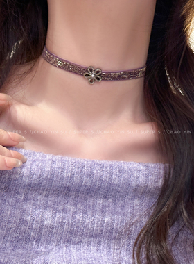 锆石珍珠花朵choker颈带项链