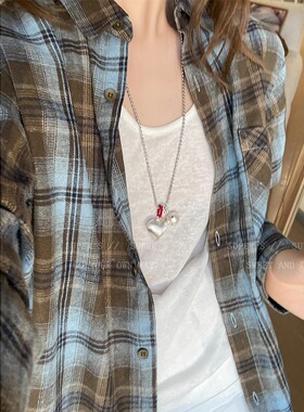 银色波点爱心珍珠项链长款毛衣链