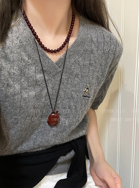双层叠戴酒壶黑玛瑙项链韩国小众