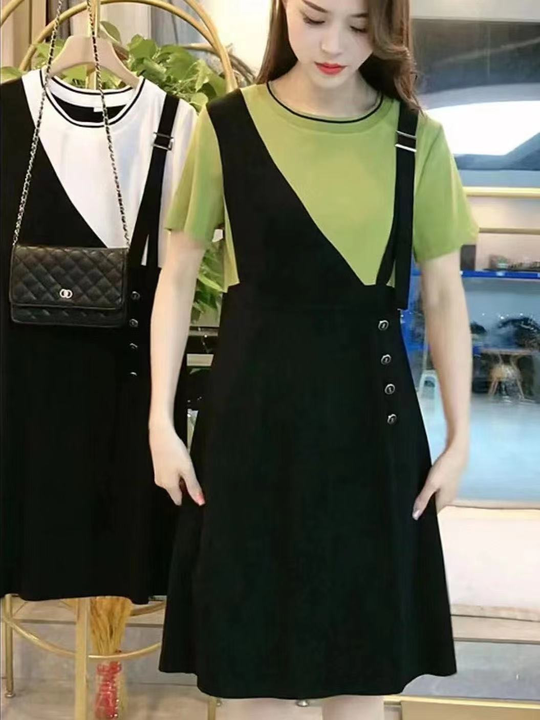 2025夏季新款韩版高档时尚洋气拼接休闲宽松遮肚大码显瘦连衣裙女,淘宝优惠券,粉丝福利购,淘宝优惠卷