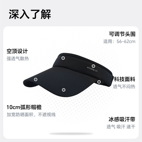 MISSION UV防晒帽男士户外跑步大檐空顶调节遮阳帽钓鱼帽子男夏季 - 图1