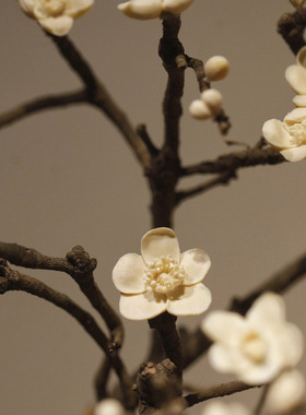 猛犸枯木寒枝报春盆景工艺摆件