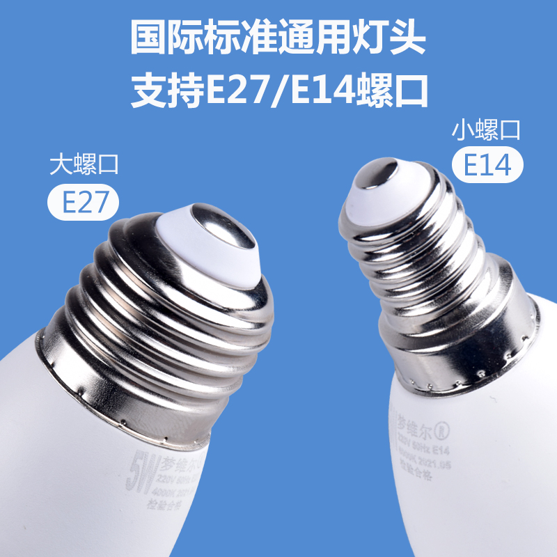 LED节能灯泡家用白黄暖光自然光3w5w超亮E27E14大小螺口吊灯球泡 - 图1