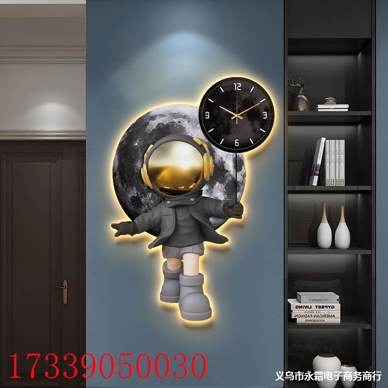 现代简约钟表挂钟客厅家用时尚大气高端3D立体装饰壁挂时钟灯-图1