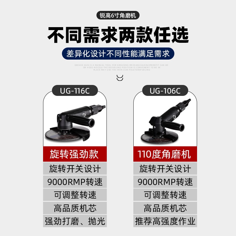 锐高气动角磨机6寸切割机抛光机砂轮机磨光机强力工业级大功率-图3