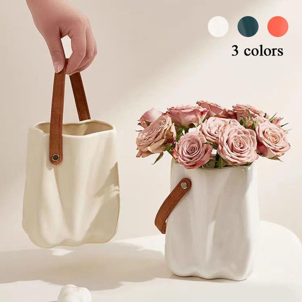 Modern Decorative Vase Handbag Ceramic Vase Decoration Home - 图0
