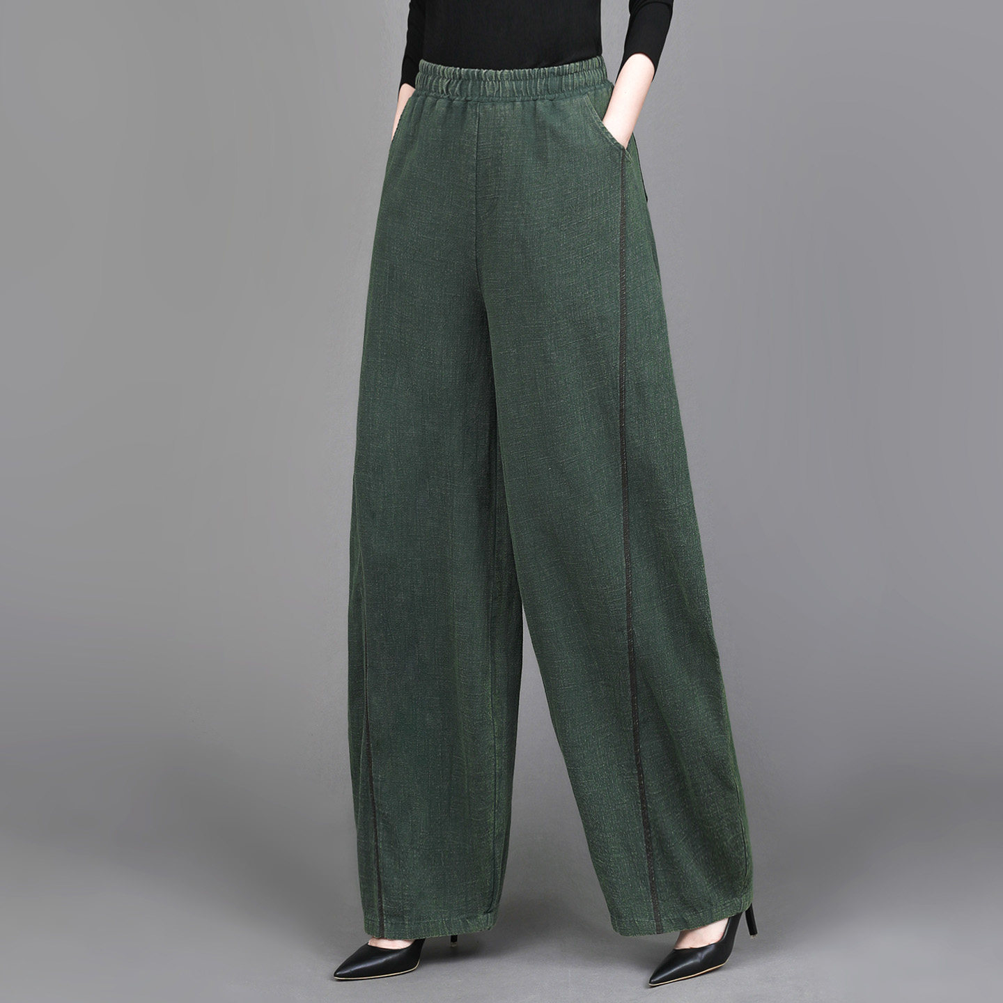 竺麻中式复古炒色灯笼裤女2025秋季新款宽松休闲棉麻禅修阔腿长裤,淘宝优惠券,粉丝福利购,淘宝优惠卷