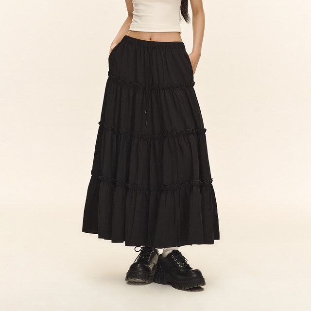 CLIMAX VISION ballet college style ruffled lazy and elegant A-line fluffy cake skirt long skirt