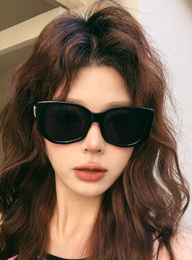 新款复古猫眼墨镜女黑色大框