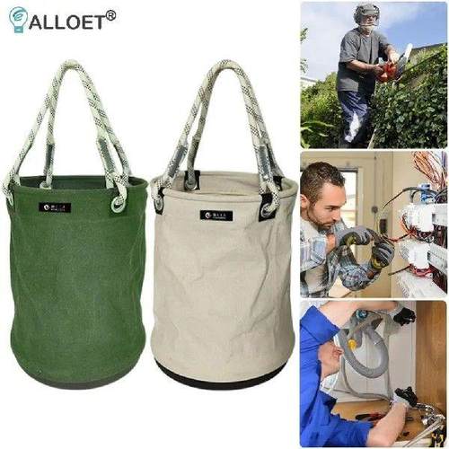 Canvas Tool Bucket Bag with Plastic Bottom Tool Storage - 图1