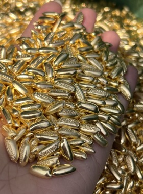 合金金属米粒仿真迷你金大米实心聚宝盆铜缸填充物装饰工艺品摆件