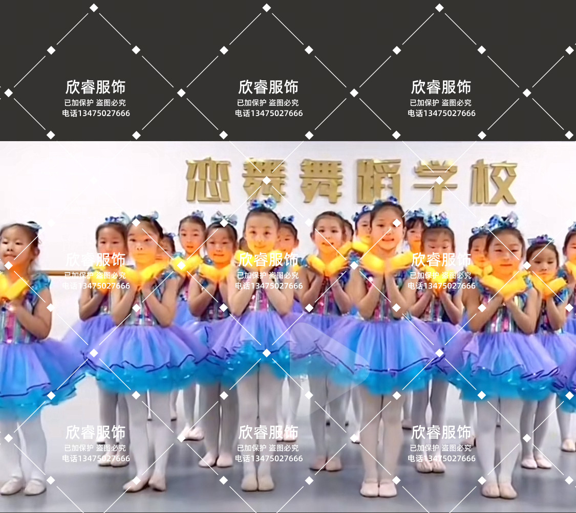 星星在说话舞蹈服装儿童演出服星星道具幼儿女童可爱蓝亮片表演服 - 图0