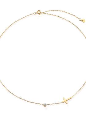 Delicate Petite Sideway Cross Necklaces Pendant Women Stainl