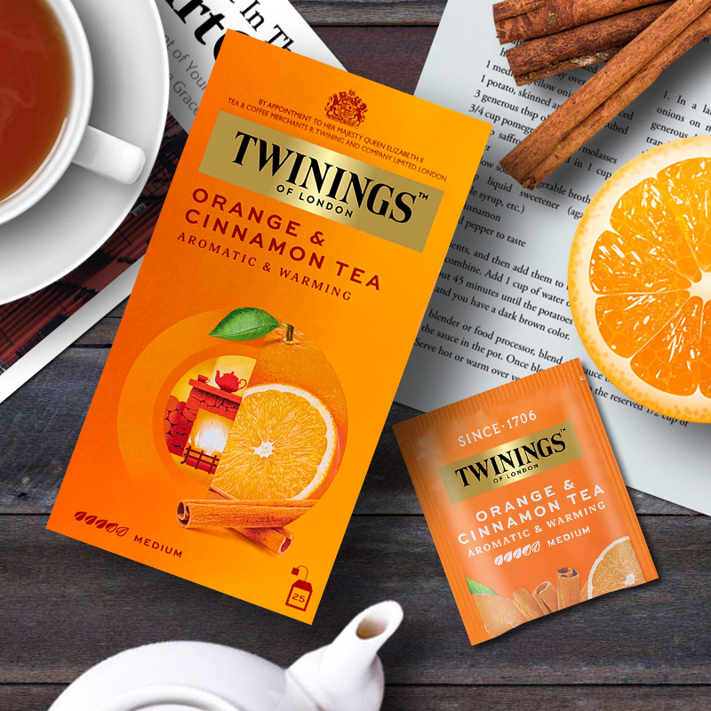 英国川宁茶包柑橘肉桂果香红茶进口盒装水果袋泡茶果味茶临期可选