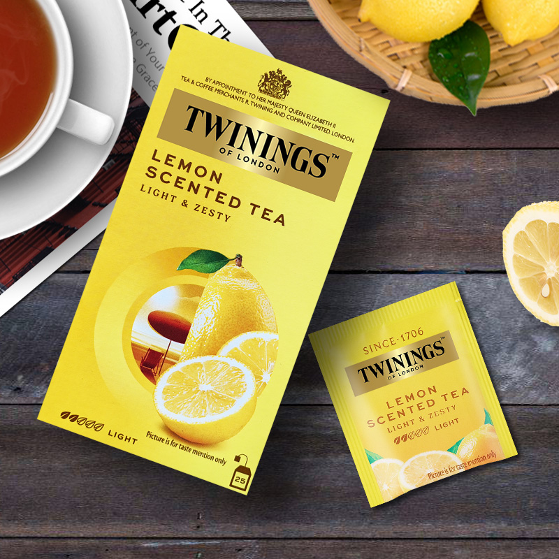 进口英国TWININGS川宁沁香柠檬味红茶25片袋泡水果茶包临期可选