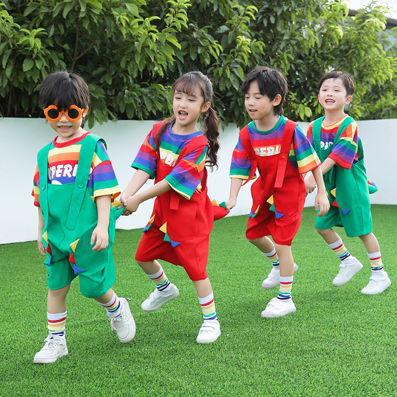 六一儿童演出服幼儿园可爱背带裤舞蹈服小学生啦啦队恐龙表演服装