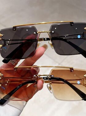 2025新款潮流无框司机高清太阳镜防紫外线开车高档大框时尚墨镜