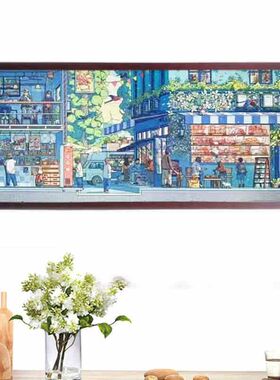 1000片拼图框氧气森林84*38金属画框挂墙168*38长条都市生活边框