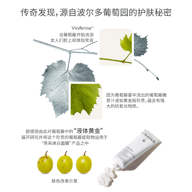 【官方】CAUDALIE/欧缇丽葡萄蔓润白日霜50ml烟酰胺淡斑提亮面霜