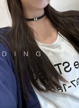 项链choker锁骨链小众H字母项圈