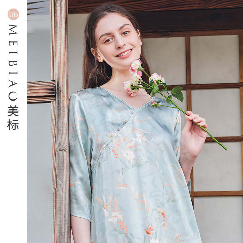 美标新款七分袖女夏19姆米重磅睡裙 美标服饰宝航专卖睡裙