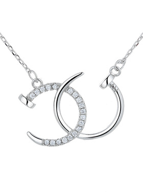 双C钉子纯银项链女女生生日礼品