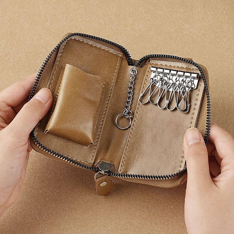 新款软皮男士钥匙包拉链大容量汽车多功能收纳腰挂钥匙扣包一体,淘宝优惠券,粉丝福利购,淘宝优惠卷