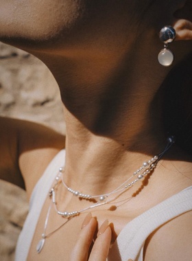 纯元贸易公司订单尾货宇宙星际珍珠项链 无标简易包 小众款设计