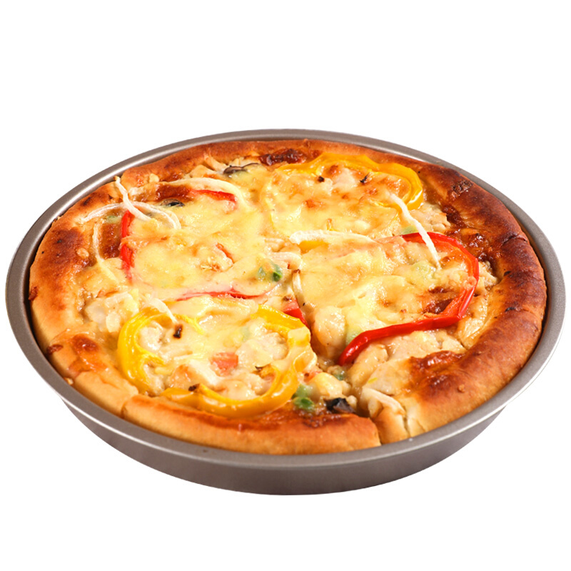 金色不沾披萨烤盘6/8/9寸圆形pizza比萨盘家用烘焙模具套装烤箱用