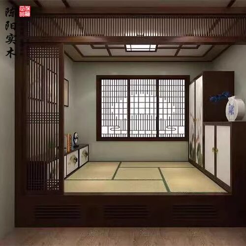 日式推拉门料理店格栅格子门移门隔断榻榻米障子门实木和室门定制 - 图1