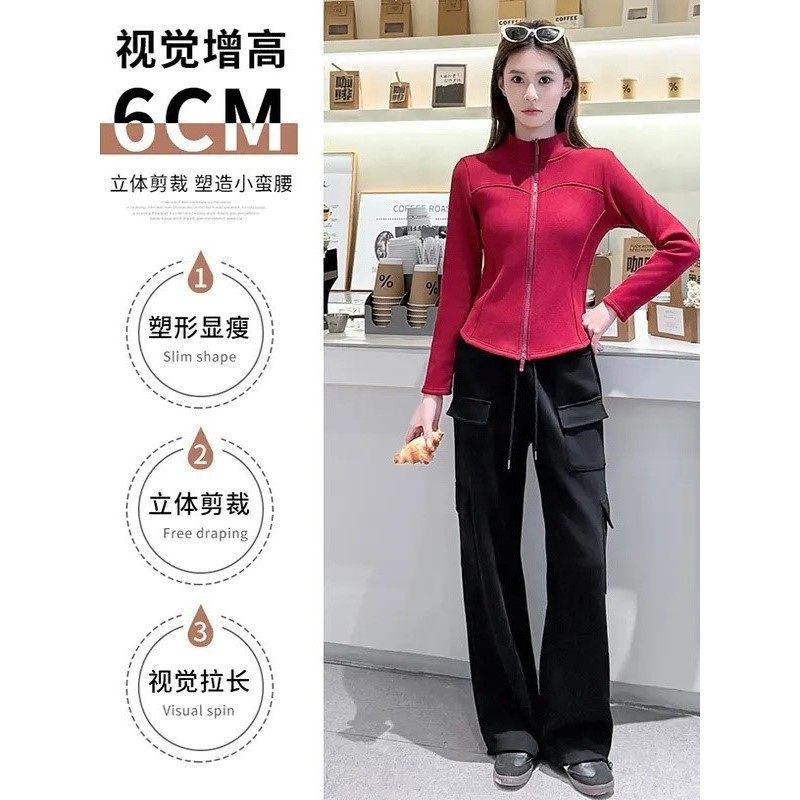 加绒加厚短外套女秋冬2025新款羊羔绒立领保暖瑜伽上衣,淘宝优惠券,粉丝福利购,淘宝优惠卷