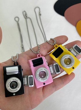 CHENXI发光小相机项链男女潮嘻哈网红抖音复古闪光单反发声毛衣链