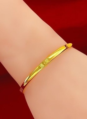 沙金素圈光面推拉手镯时尚高定1314（一生一世）遇见520女款手环