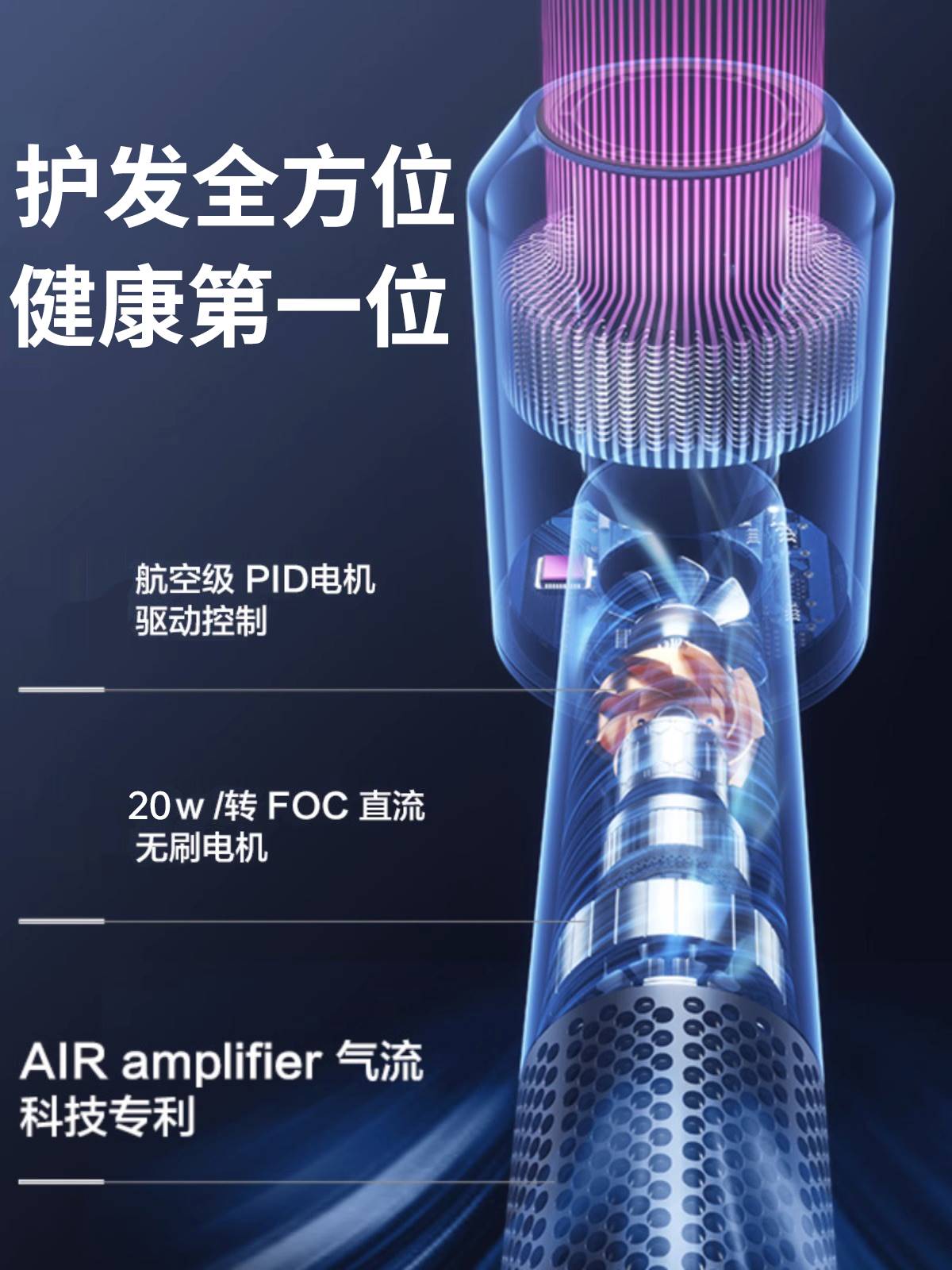 德国电吹风机负离子护发静音速干家用大功率2023新款高速吹头发筒