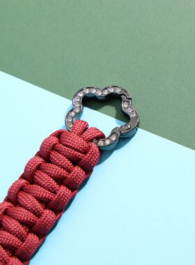 酒红编织短挂绳梅花扣钥匙扣绳适配卡套背包清新小挂饰包带延长绳